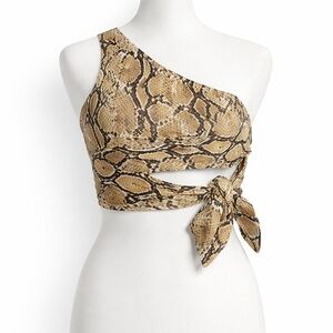 H&M Snake Print One-Shoulder Crop Top